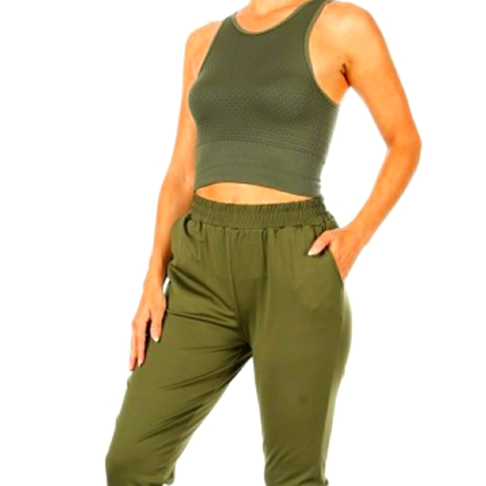 High Waist Jogger and Tank Set